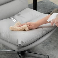 Sedia da Ufficio senza Braccioli con Altezza Regolabile, Funzione Dondolante e Sedile Ampi,o Grigio Chiaro