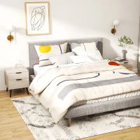 Set 2 Comodini Stile Nordico con Cassetto e Base Rialzata, in Legno, 40x40x50 cm, color Quercia