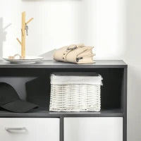 Scarpiera Salvaspazio per 8 Paia di Scarpe con 2 Ante e Armadietto, 80x25.5x112.5cm, Grigio e Bianco