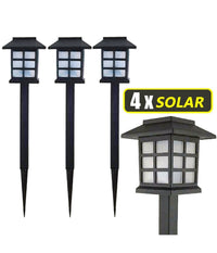 Trade Shop - 4x Lampade A Led Da Giardino Stile Lanterna Paletti Ricarica Solare 38 X 9 X 9cm -