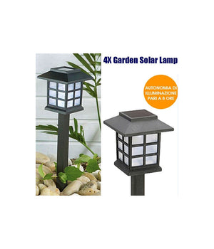Trade Shop - 4x Lampade A Led Da Giardino Stile Lanterna Paletti Ricarica Solare 38 X 9 X 9cm -