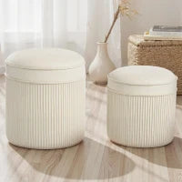 Set di 2 sgabelli contenitore 36 x 36 x 41,5 cm Bianco crema