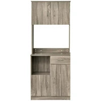Credenza Moderna per Cucina o Sala da Pranzo, Mobile Buffet con Armadietti e Cassetti in Legno, Grigio, 71x41x178cm
