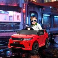 Macchina Elettrica per Bambini a Licenza Land Rover con Fari, Clacson e Cintura,106x65.5x51 cm, Rosso
