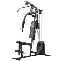 Stazione Fitness con Pesi da 45kg per Allenamento a Casa, 135x103x210cm, Nero