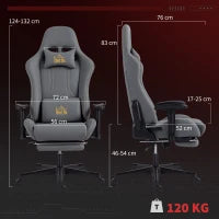 Sedia da Gaming Ergonomica con Braccioli Regolabili, 76x72x132 cm, Grigia