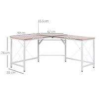 Scrivania Angolare a L con Piedini Regolabili, Scrivania pc in Legno e Acciaio, 150x150x76 cm, Rovere