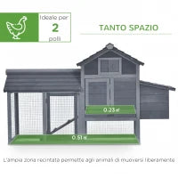 Pollaio Prefabbricato in Legno per 2 Galline con Recinzione e Nido per Cova, 150.5x54x87cm