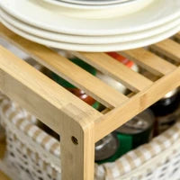 Scaffale Multiuso a 3 Ripiani Salvaspazio in Bambù, Mensola per Bagno, Salotto e Cucina, Facile da Montare, 62x33x80cm, Colore Naturale