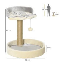 Tiragraffi per Gatti con Lettini, Corda in Juta e Peluche, 41x41x44 cm, Grigio e Beige