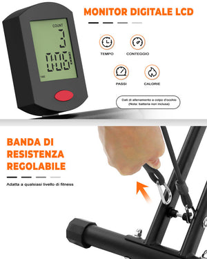 Total Power Body Crunch Pump con Display computerino LCD, per allenamento completo del corpo, glutei e gambe