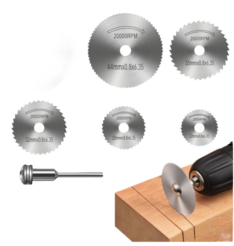 5 DISCHI  TAGLIO DIAMANTATI HSS DENTATI PER MINI TRAPANO DREMEL 2000RPM 47362