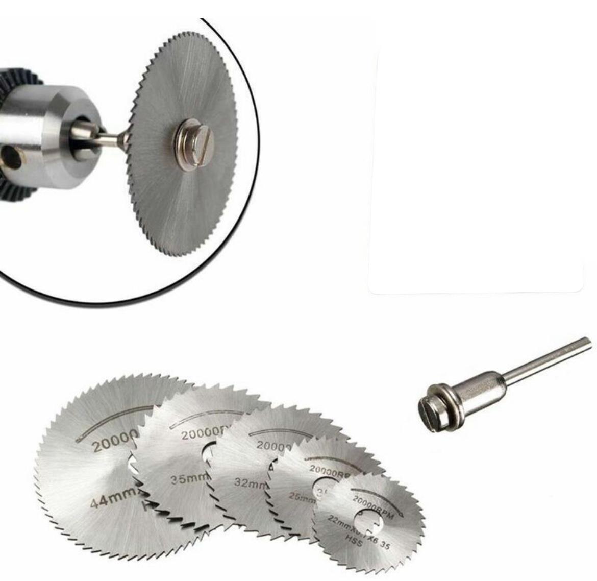 5 DISCHI  TAGLIO DIAMANTATI HSS DENTATI PER MINI TRAPANO DREMEL 2000RPM 47362