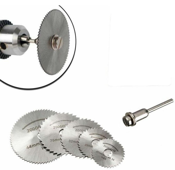 5 DISCHI  TAGLIO DIAMANTATI HSS DENTATI PER MINI TRAPANO DREMEL 2000RPM 47362