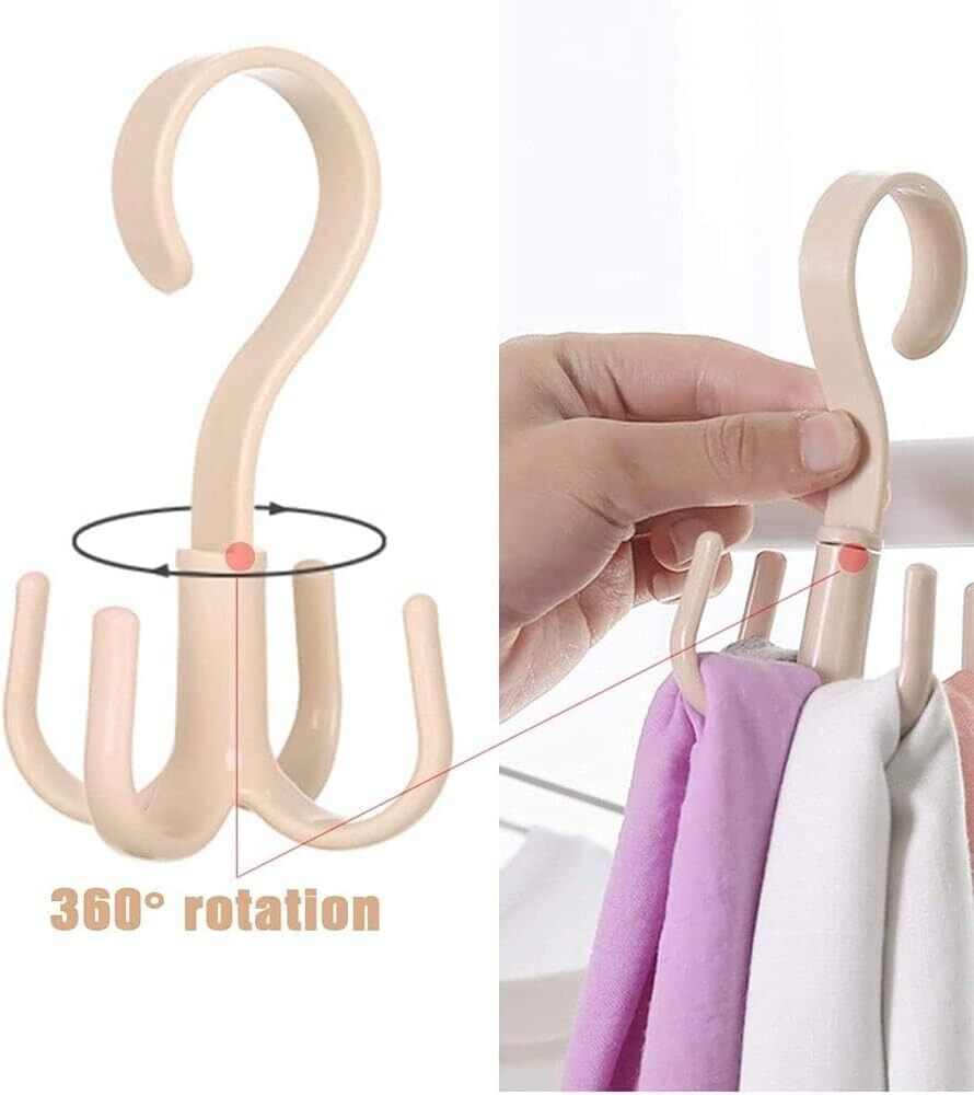5 Ganci appendiabiti Grucce 360° per borsa cinture cravatte sciarpa armadio