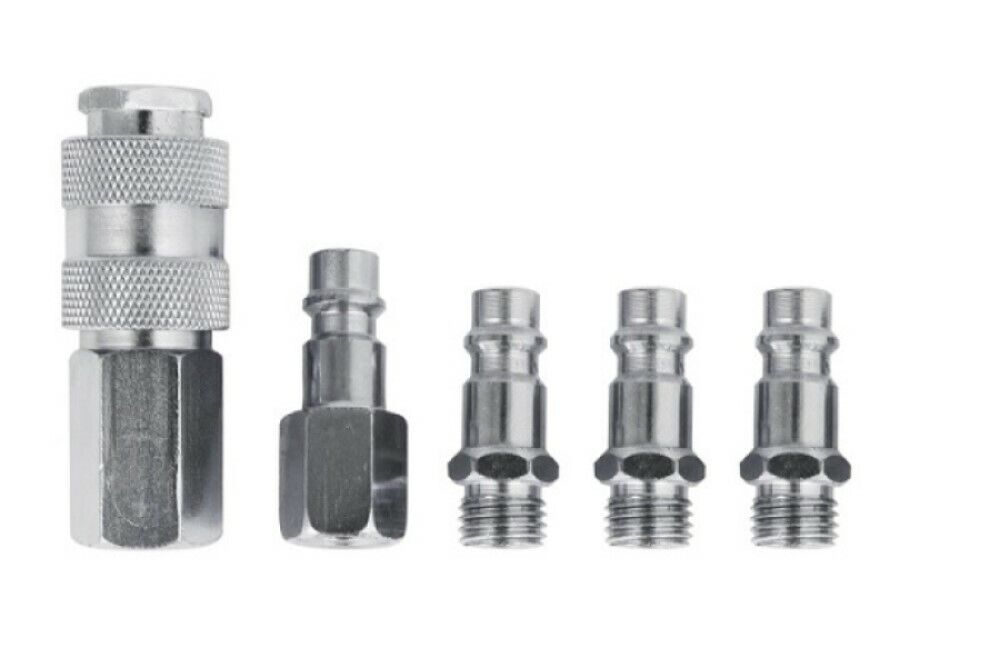 5 RACCORDO INNESTO RAPIDO RUBINETTO ARIA COMPRESSA MULTI PRESA ATTACCO 1/4"