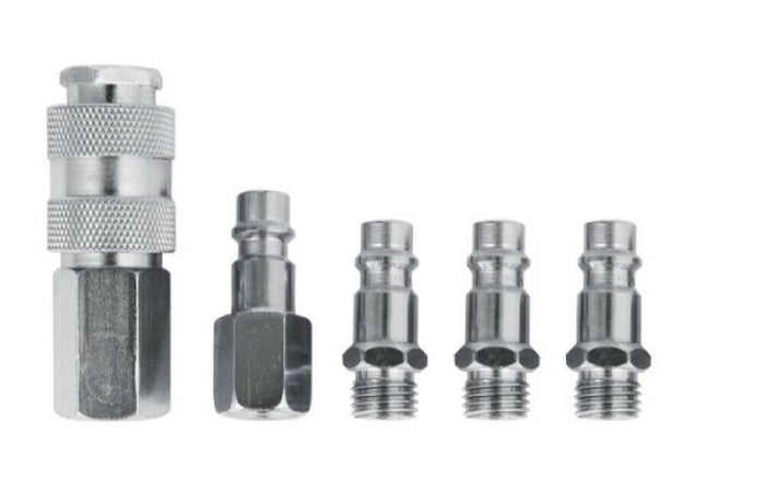 5 RACCORDO INNESTO RAPIDO RUBINETTO ARIA COMPRESSA MULTI PRESA ATTACCO 1/4"