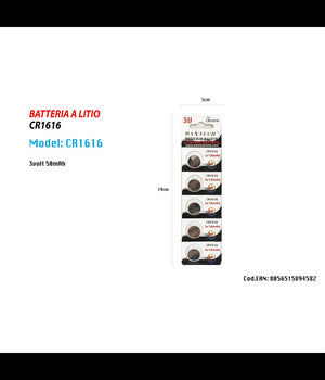 5 Batterie Cr1616 3v Pile A Bottone Per Orologi Telecomandi Apparecchi Maxtech         