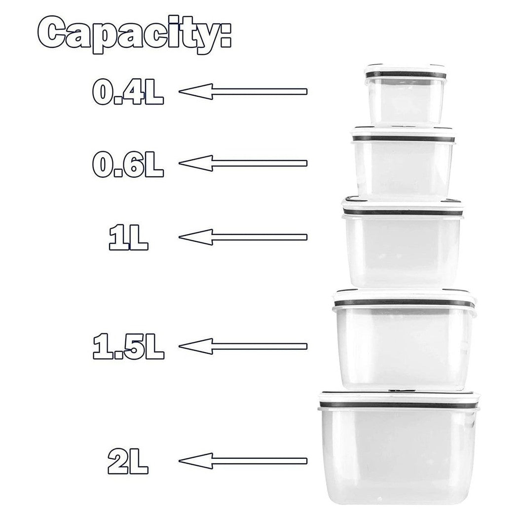 Trade Shop - 5 Contenitori Alimenti In Plastica Con Coperchio Ventilato Microonde Impilabile -