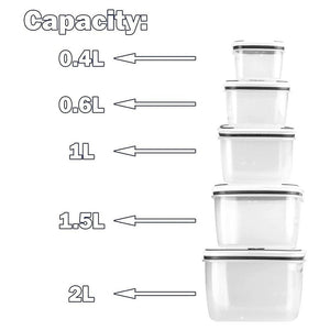 Trade Shop - 5 Contenitori Alimenti In Plastica Con Coperchio Ventilato Microonde Impilabile -