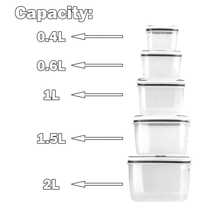 Trade Shop - 5 Contenitori Alimenti In Plastica Con Coperchio Ventilato Microonde Impilabile -
