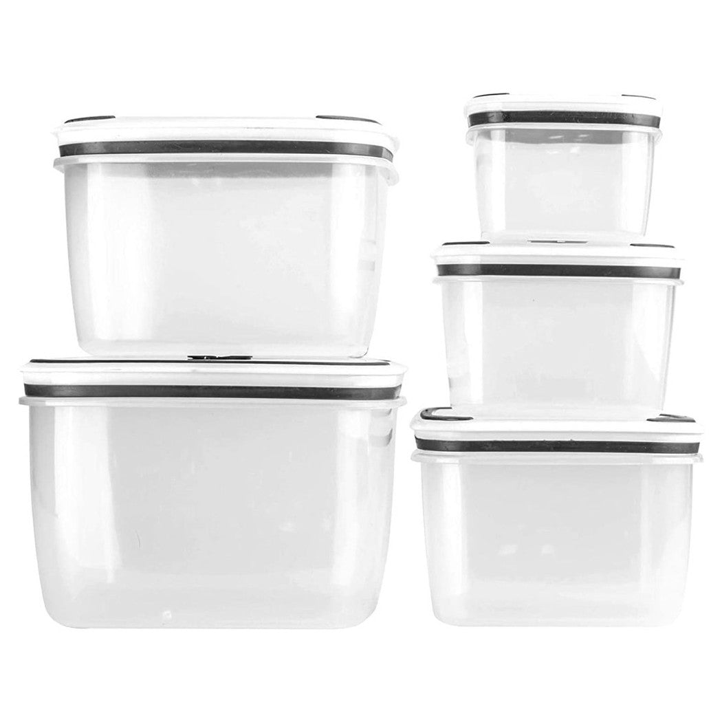 Trade Shop - 5 Contenitori Alimenti In Plastica Con Coperchio Ventilato Microonde Impilabile -