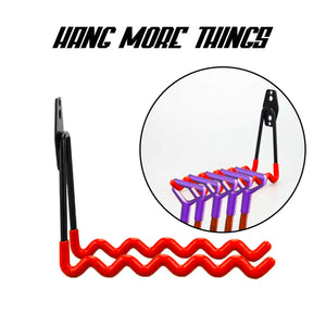 Set Wavy Large - 5 ganci da garage per carichi pesanti, ganci da parete forma ondulata 19x16 cm, doppio braccio antiscivolo