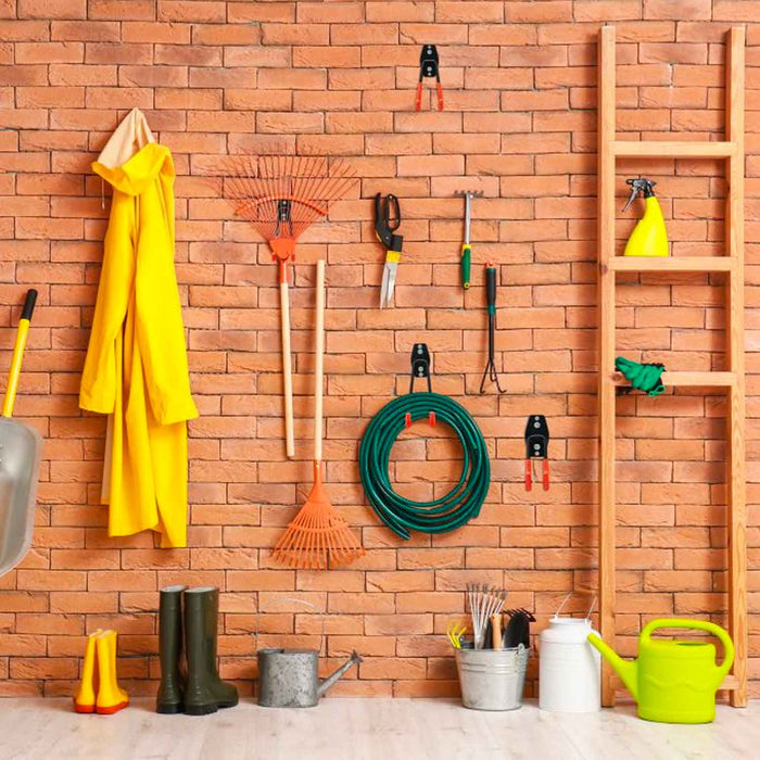 Set Wavy Large - 5 ganci da garage per carichi pesanti, ganci da parete forma ondulata 19x16 cm, doppio braccio antiscivolo