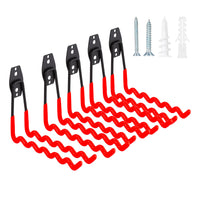 Set Wavy Large - 5 ganci da garage per carichi pesanti, ganci da parete forma ondulata 19x16 cm, doppio braccio antiscivolo