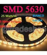 5 M Striscia Strip 300 Led Smd 5630 Bianco 5 Mt Alta Luminosità  Impermeabile  -bianco Caldo      -