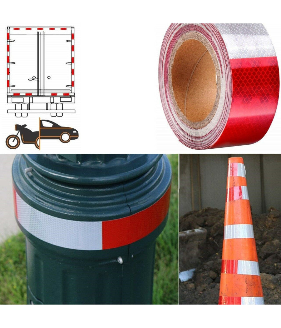 5 Metri Nastro Adesivo Catarifrangente Auto Camion Rosso Bianco Alta Visibilità¡         