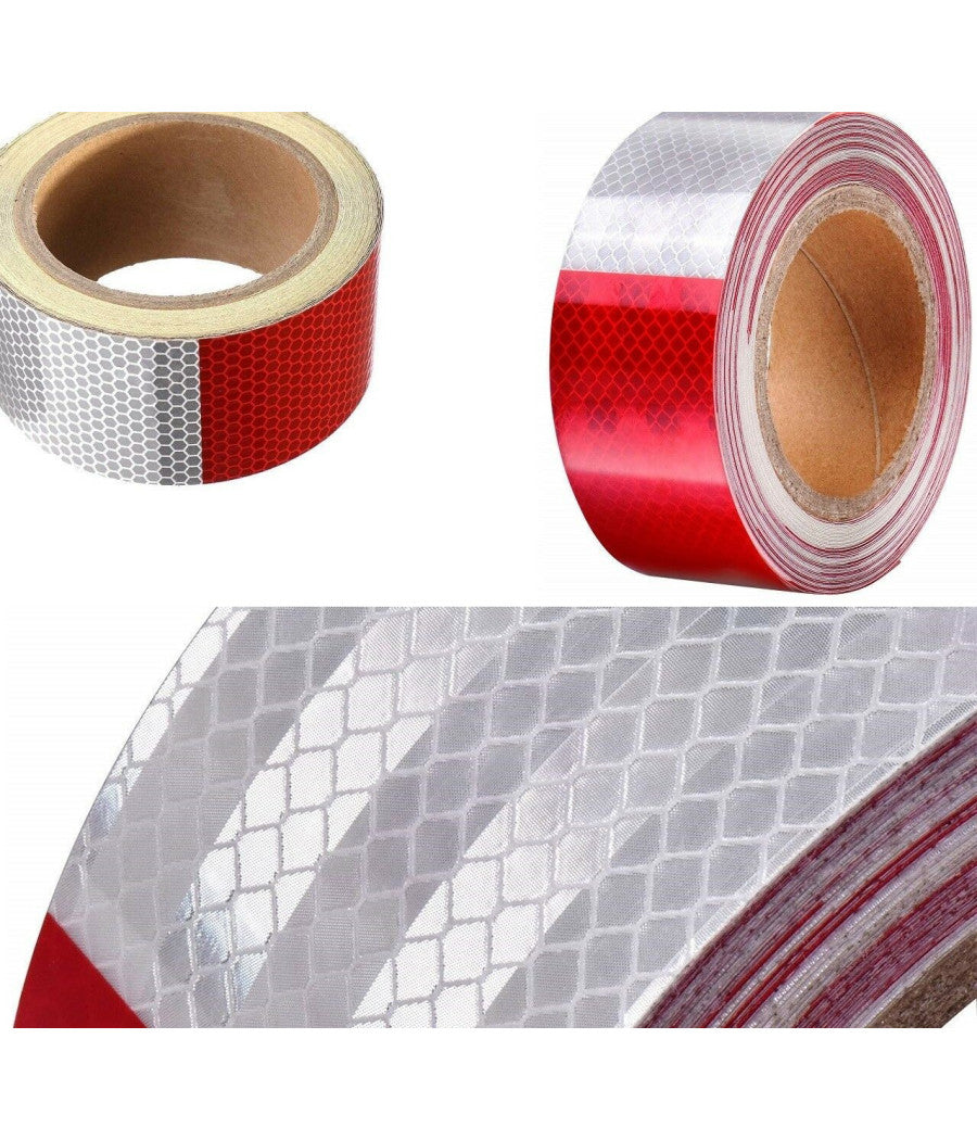 5 Metri Nastro Adesivo Catarifrangente Auto Camion Rosso Bianco Alta Visibilità¡         