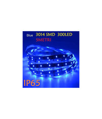 5 Metri Strip Striscia 300 Led 3014 Smd Per Esterno Ip65 12 V Dc Caldo Freddo  -blu      -