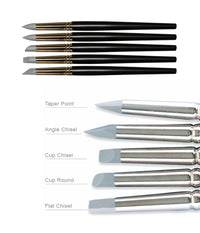 5 Pennelli Punta In Gomma Soft Touch Silicone Disegno Dipingere Nail Art Polvere         