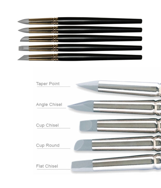 5 Pennelli Punta In Gomma Soft Touch Silicone Disegno Dipingere Nail Art Polvere         