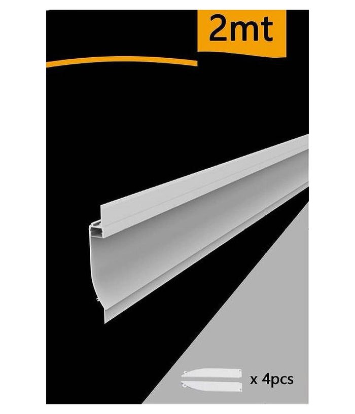 5 Profili In Alluminio 2mt A Incasso Senza Copertura Per Strip Led Strisce Al-17         