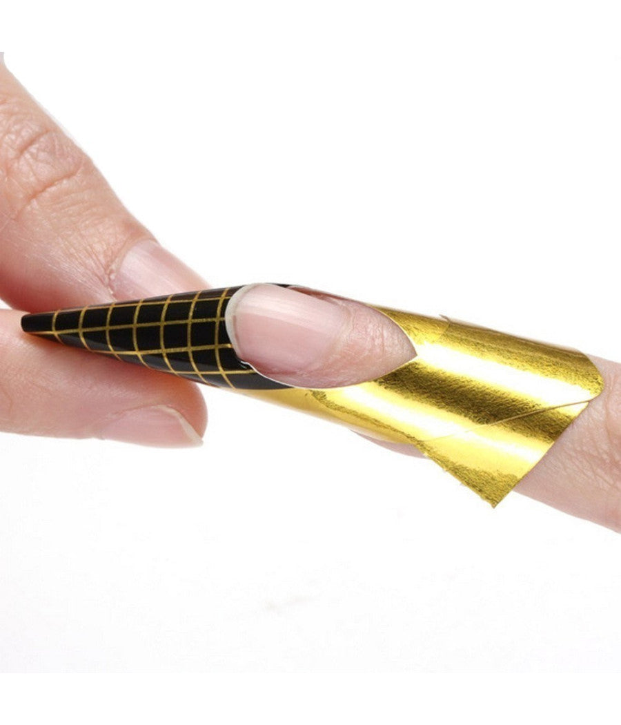5 Rotoli 2500 Cartine Oro Nail Art Allungamento Ricostruzione Unghie Tips Sagome         
