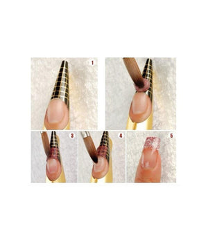 5 Rotoli 2500 Cartine Oro Nail Art Allungamento Ricostruzione Unghie Tips Sagome         