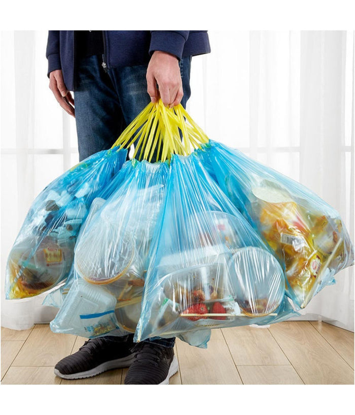 5 Rotoli Sacchetti Buste Spazzatura Profumati 30lt 50x60cm Con Manici Blu 100pz         