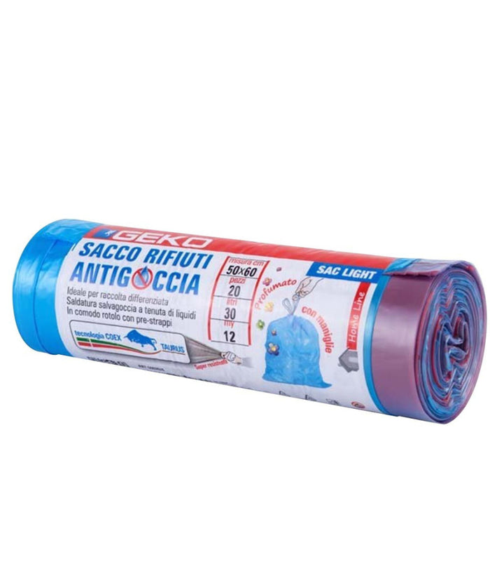 5 Rotoli Sacchetti Buste Spazzatura Profumati 30lt 50x60cm Con Manici Blu 100pz         