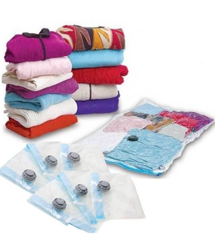 5 Sacchetti Buste Sottovuoto 80x130cm Salva Spazio Per Abiti Lenzuolo Biancheria         