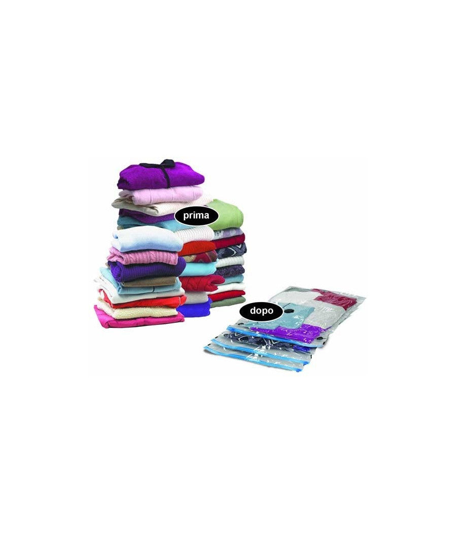 5 Sacchetti Buste Sottovuoto 80x130cm Salva Spazio Per Abiti Lenzuolo Biancheria         