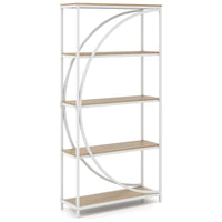 Libreria indipendente con design a forma di arco struttura in metallo-Libreria moderno a 5 ripiani con ripiani aperti Bianco