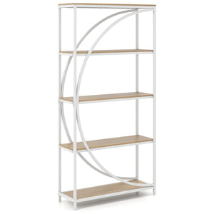 Libreria indipendente con design a forma di arco struttura in metallo-Libreria moderno a 5 ripiani con ripiani aperti Bianco
