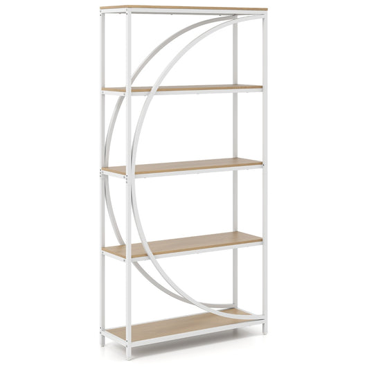 Libreria indipendente con design a forma di arco struttura in metallo-Libreria moderno a 5 ripiani con ripiani aperti Bianco