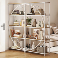 Libreria indipendente con design a forma di arco struttura in metallo-Libreria moderno a 5 ripiani con ripiani aperti Bianco