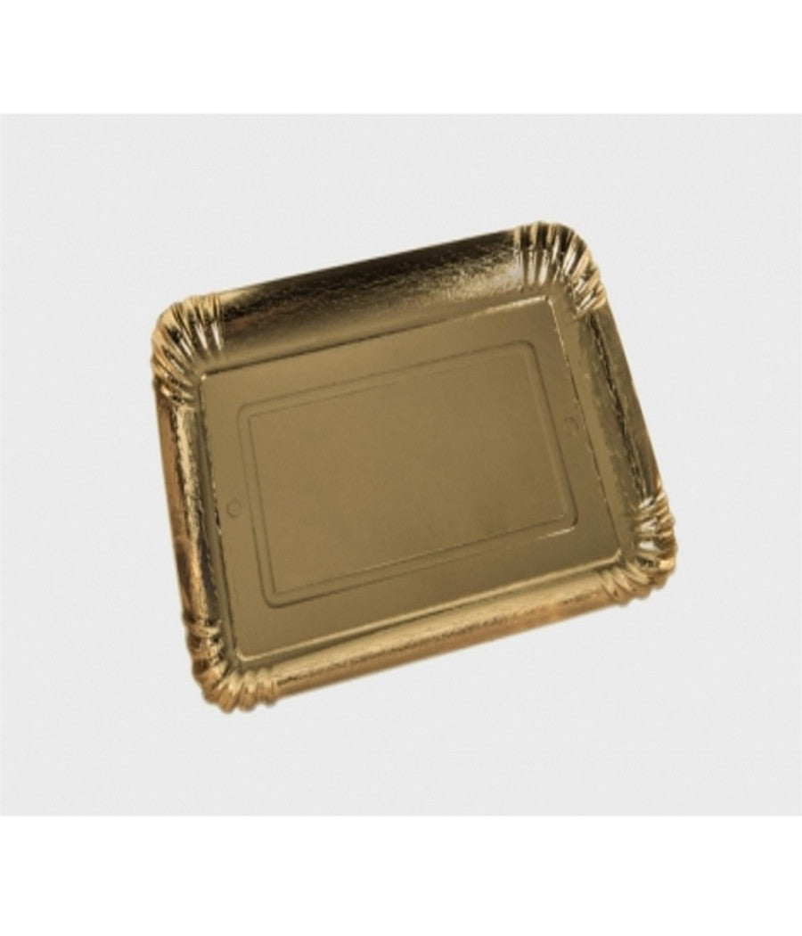 5 Vassoio Porta Torta 22x32 Cm 1.4 Mm Oro Rettangolare Piatto Cartone Dorato         