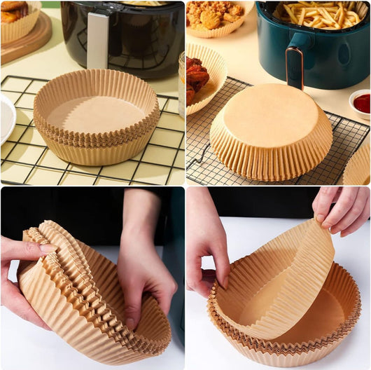 50 PZ Carta Pergamena per Friggitrice ad Aria Antiaderente Rotonda usa e Getta