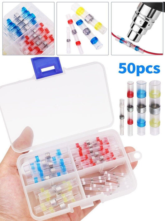 50 Pezzi CONNETTORI TERMORETRAIBILI GUAINE SALDANTI STAGNO TERMORESTINGEN W12096