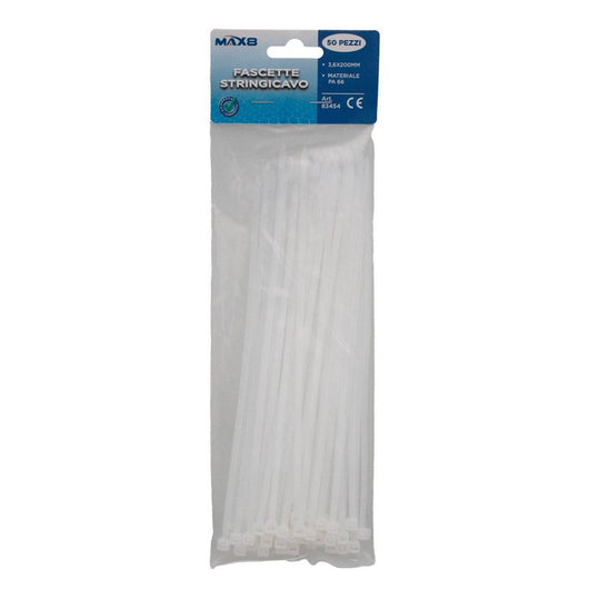 50 Pezzi Fascette Stringicavo Bianco 3,6 X 200 MM